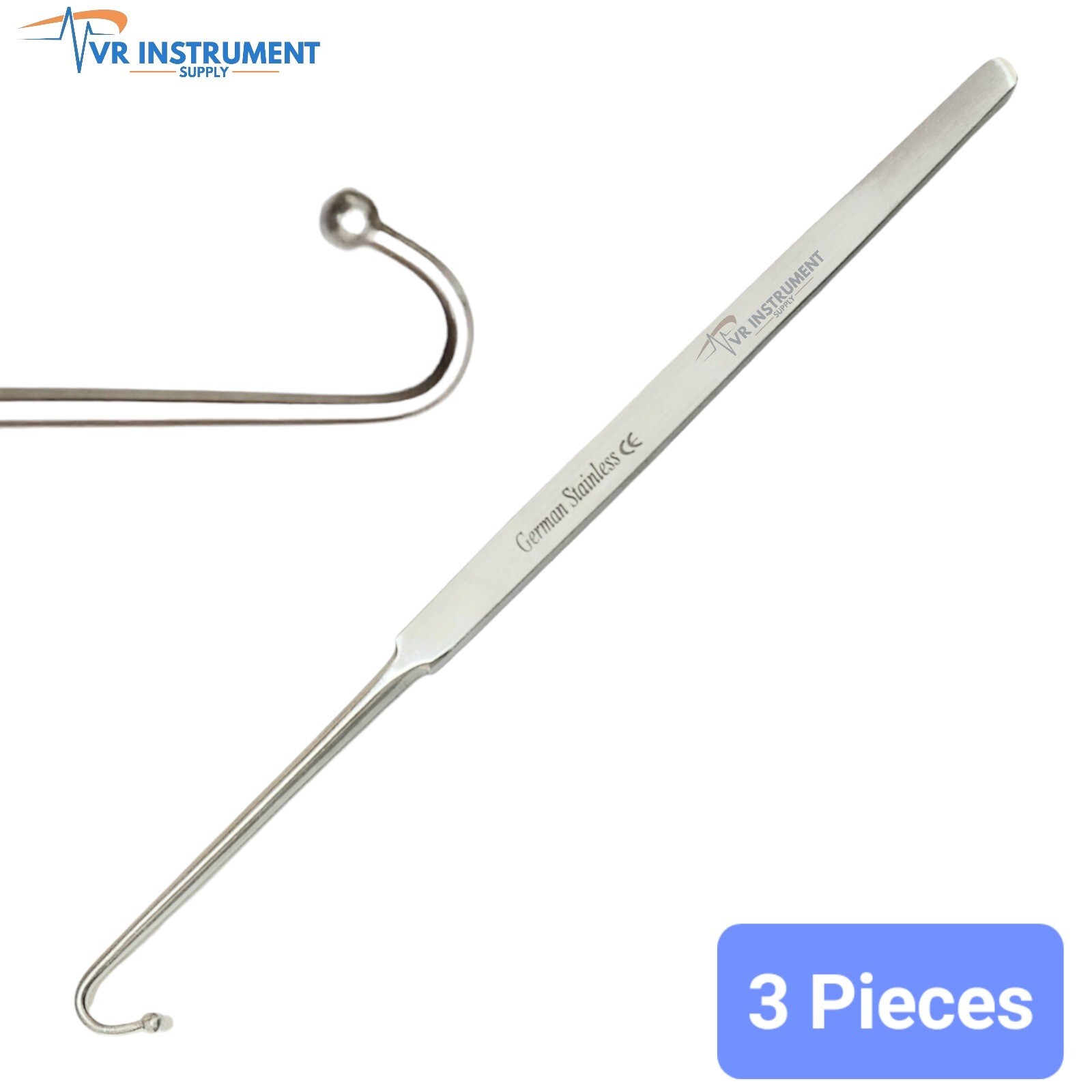Spay Snook Hook 6.5" Veterinary Surgical Instrument German Stainless Steel 3 Pcs