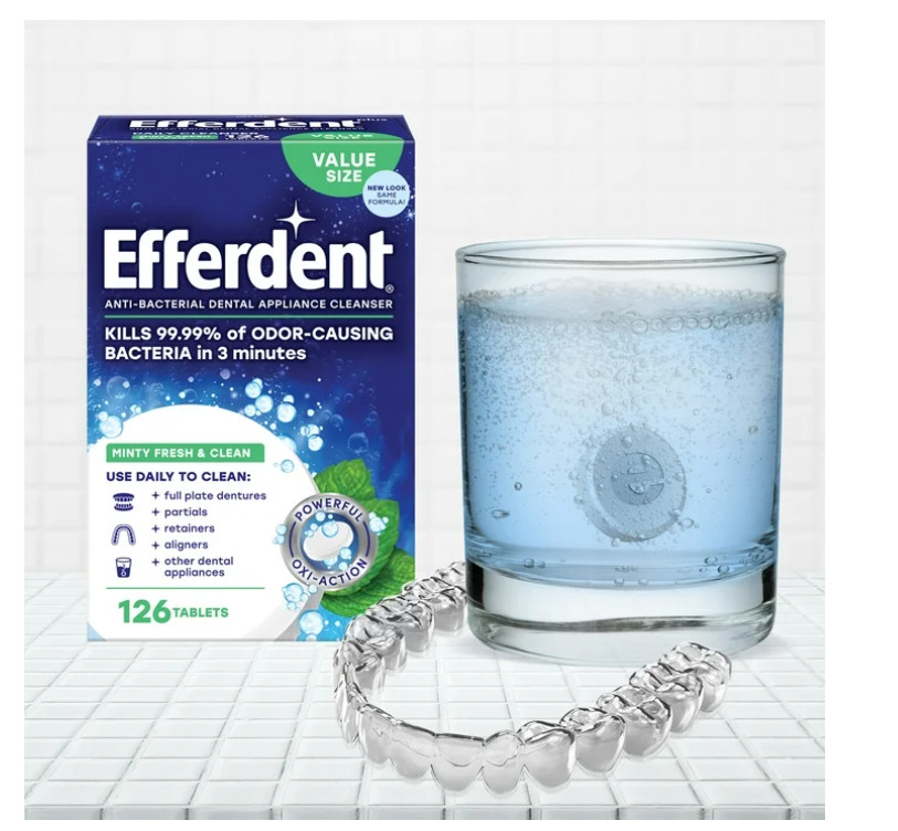 ( 2 PACK ) Efferdent Retainer & Denture Cleaner Tablets, Minty Fresh & Clean