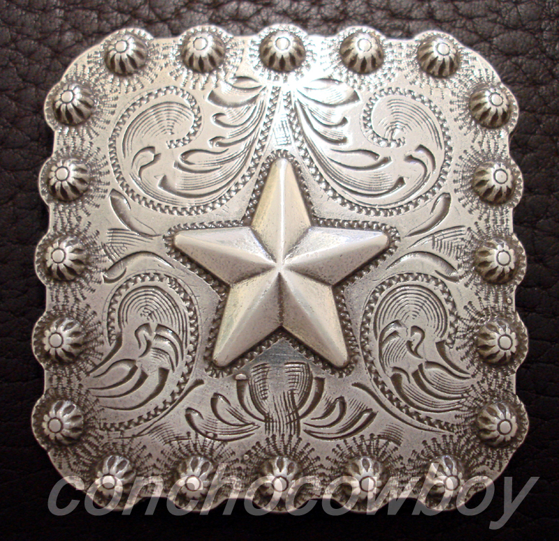 WESTERN HORSE SADDLE HEADSTALL TACK STAR BERRY SQUARE CONCHO 2 1/4" screw back