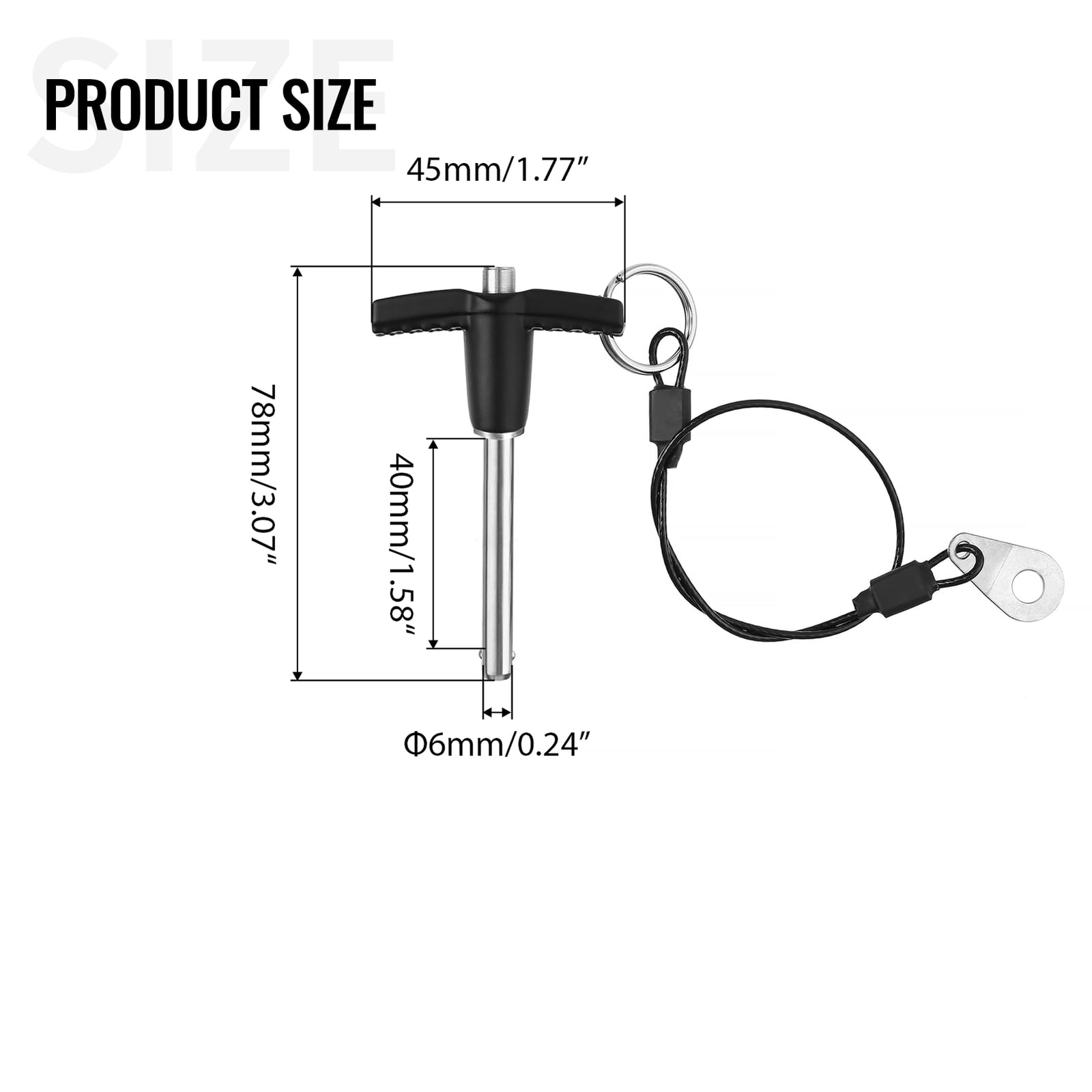 T Handle Quick Release Pin 0.24 Inch Diameter Stainless Steel Ball Locking Pi...