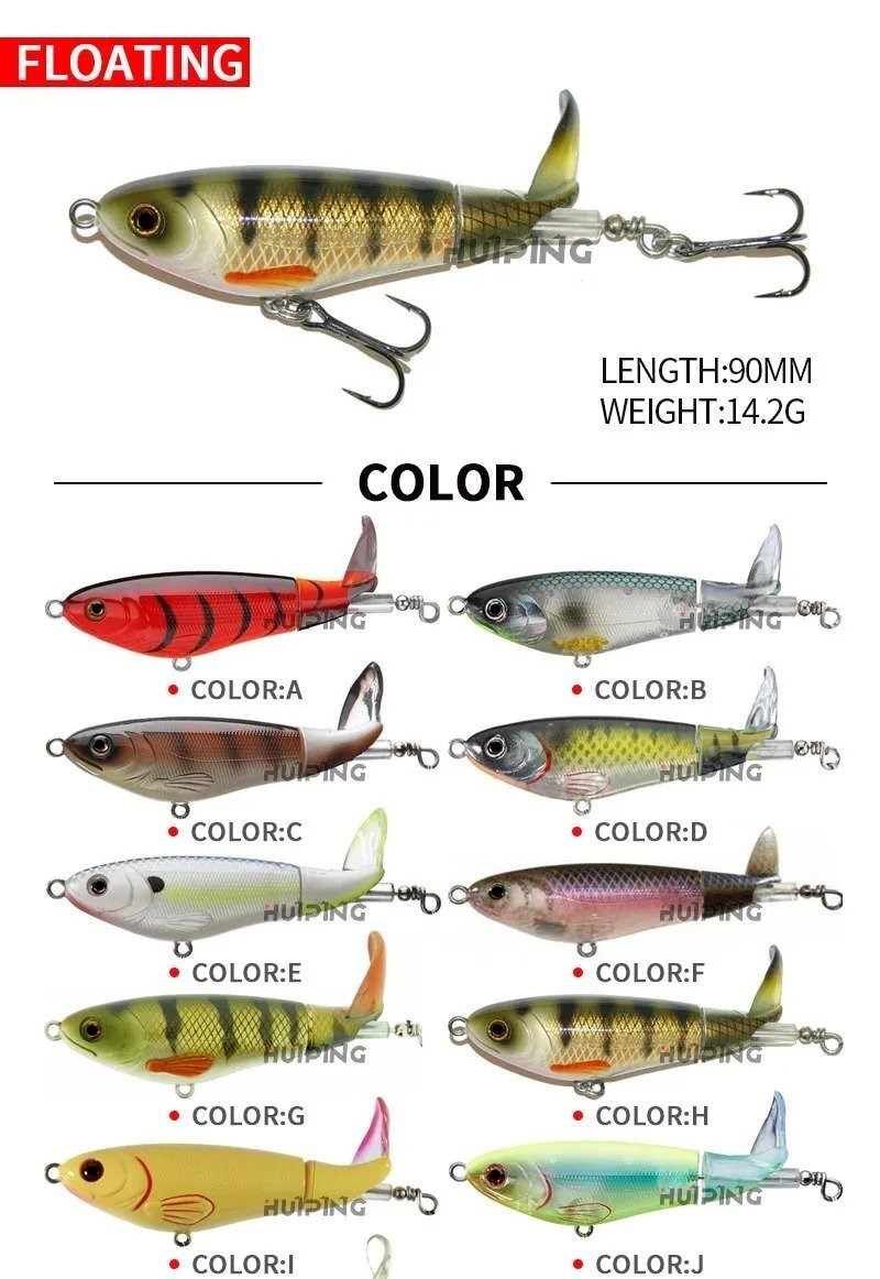 Lot of 10-Whopper Popper 90 Style 14.2g Topwater Fishing Lure