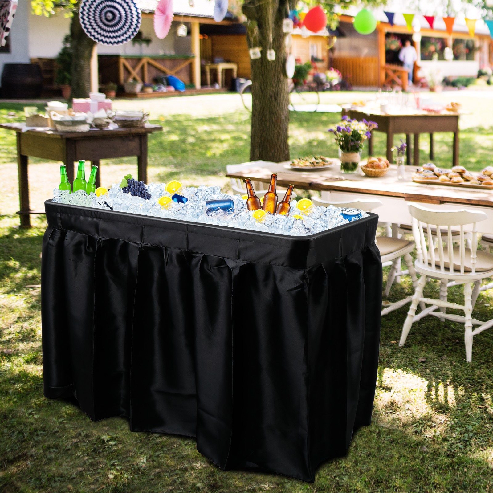 4 Foot Party Black Ice Cooler Folding Table Portable Tailgate Fishing Cleaning