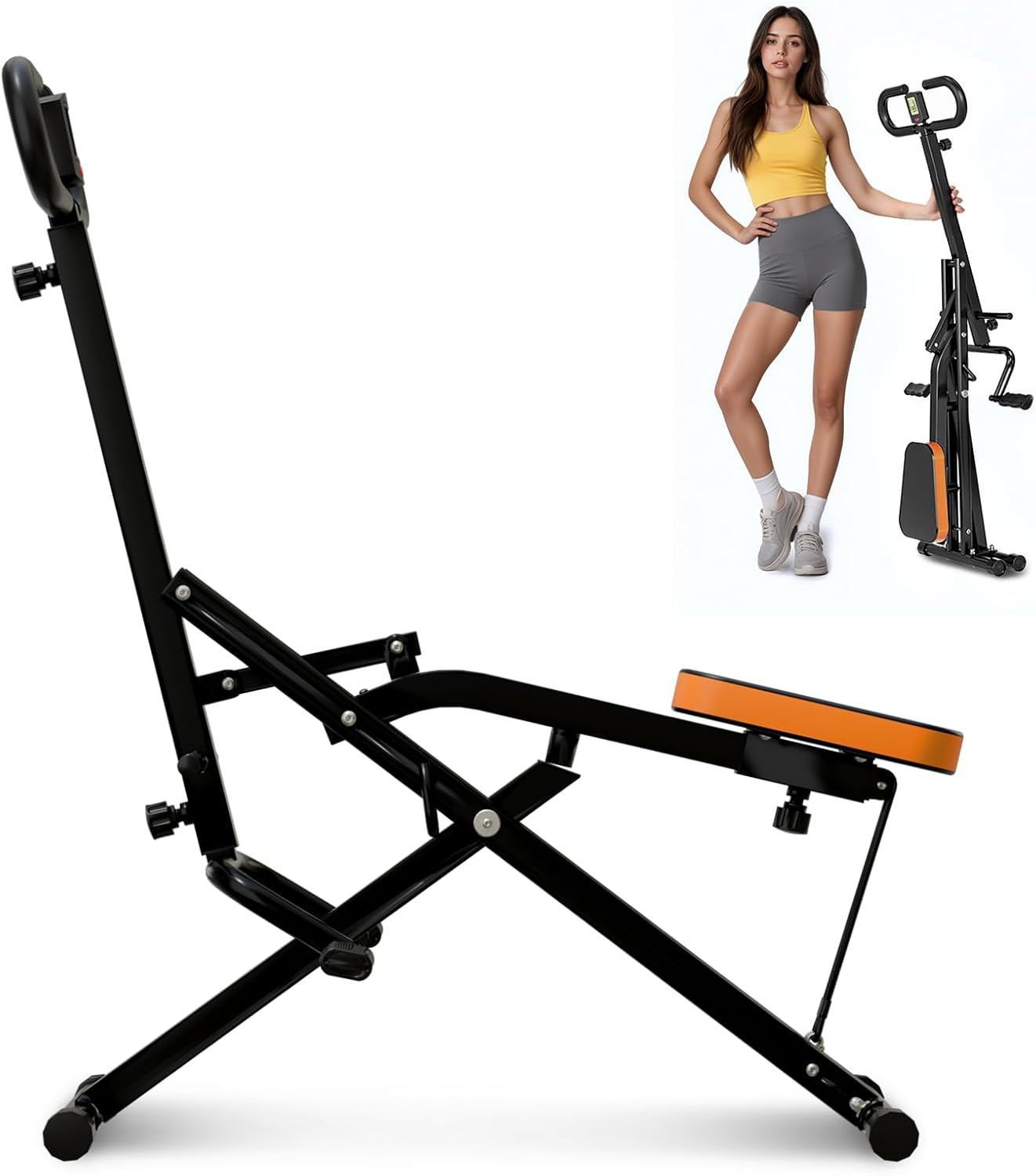 Squat Machine, Ab Workout Equipment, 265Lbs Loading Capacity Rowing Machines for