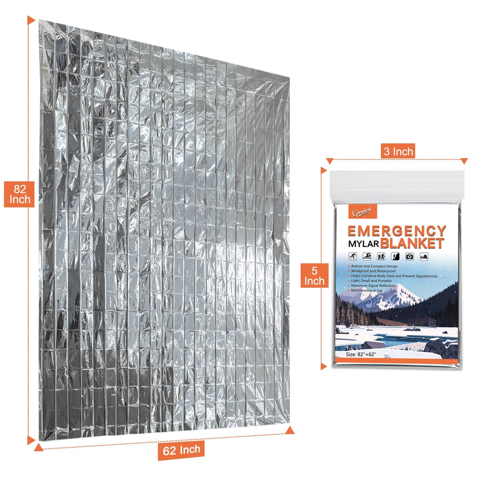 4-Pack Emergency Mylar Thermal Blankets