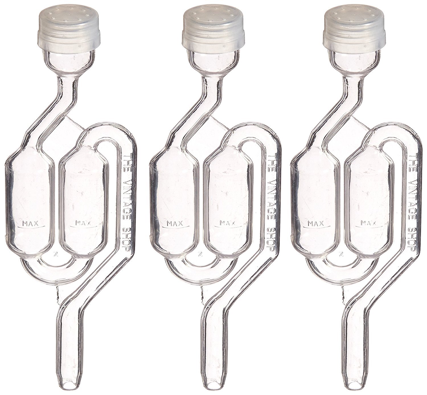 Twin Bubble Airlock for Wine Making and Beer Making (Pack of 3)