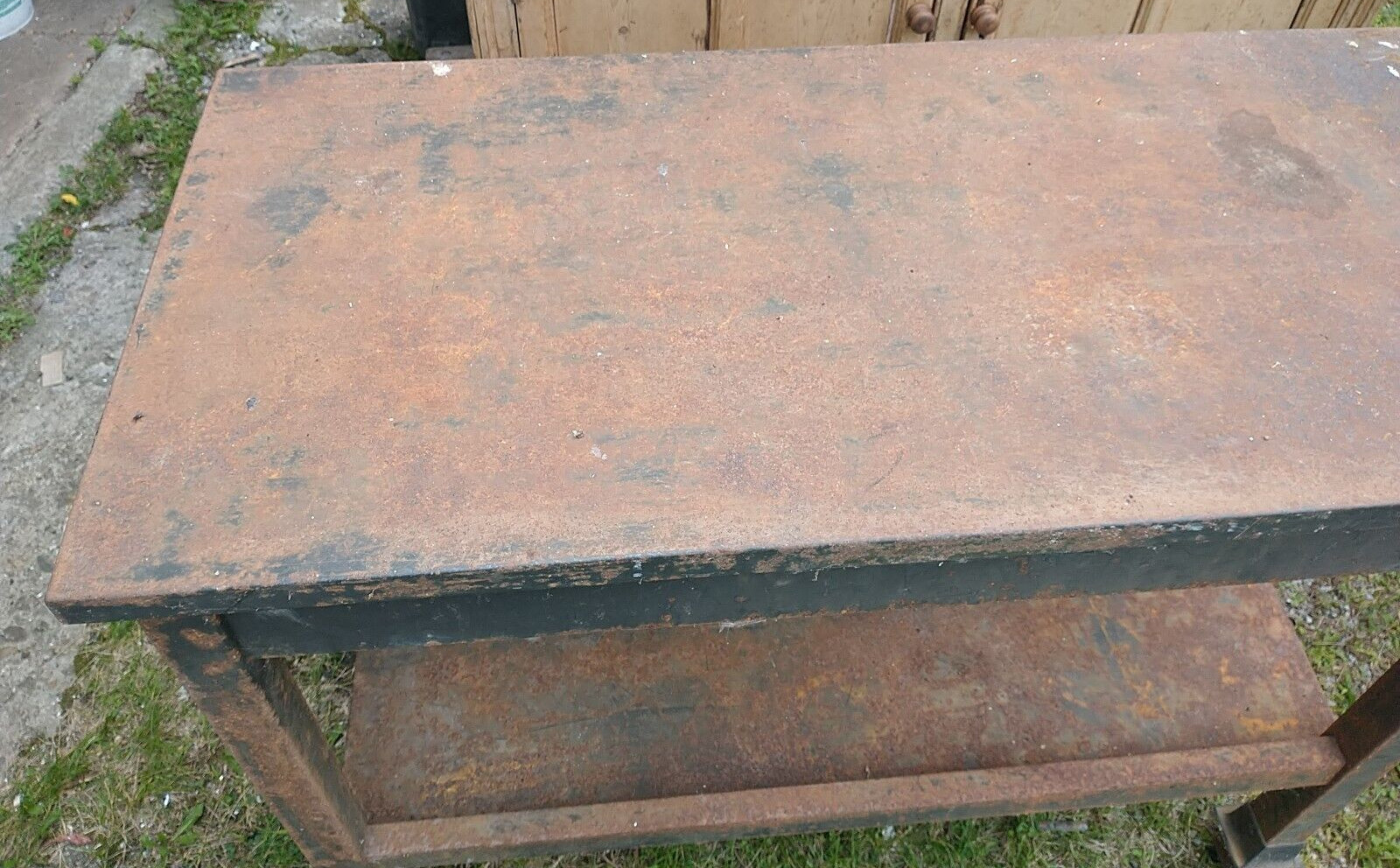 Table bench Industrial Workshop Workbench Shop Vintage Green Paint