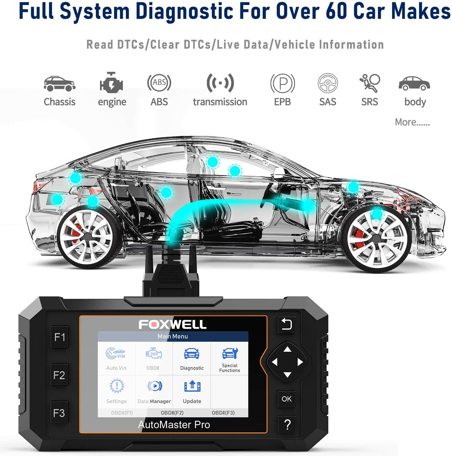 Foxwell NT644 Elite Full System Scanner Car Diagnostic Tool OBD2 ABS SRS DPF