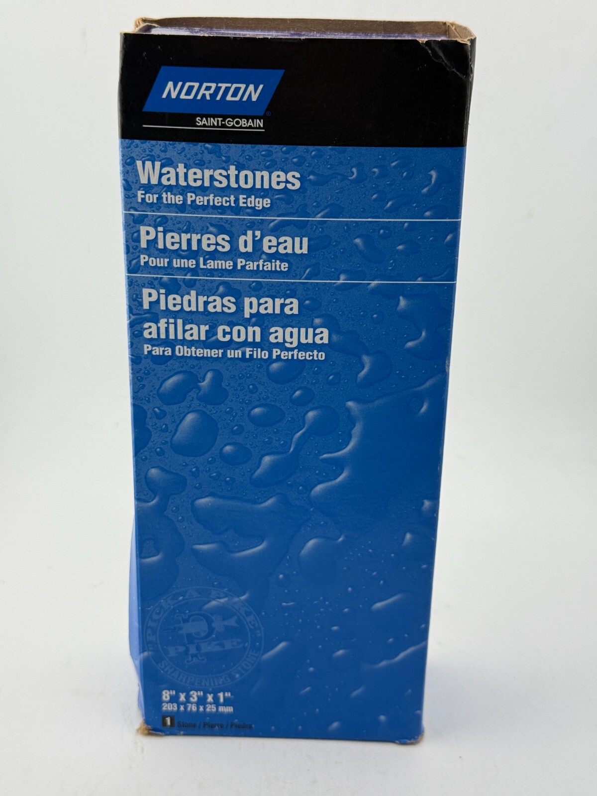 Norton Waterstone, 220 grit, 1" x 3" x 8" in Blue Plastic Hinged Box
