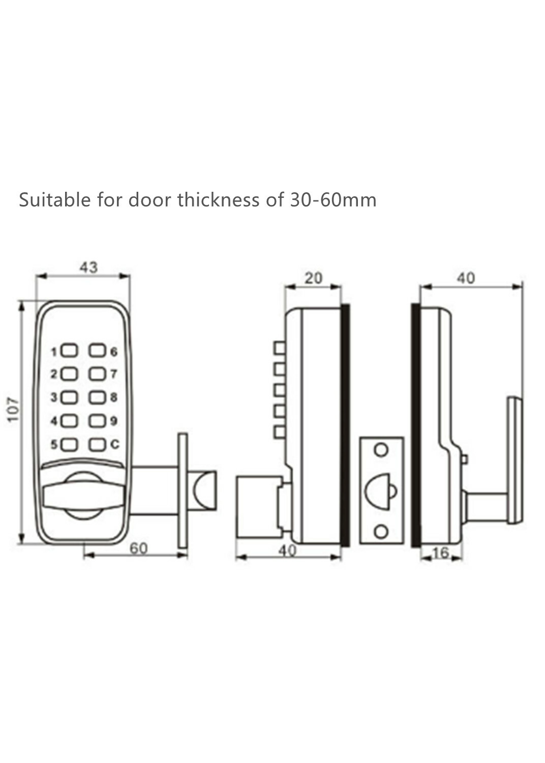 Digital Mechanical Door Lock Keyless Entry Exterior Combination Code Waterproof