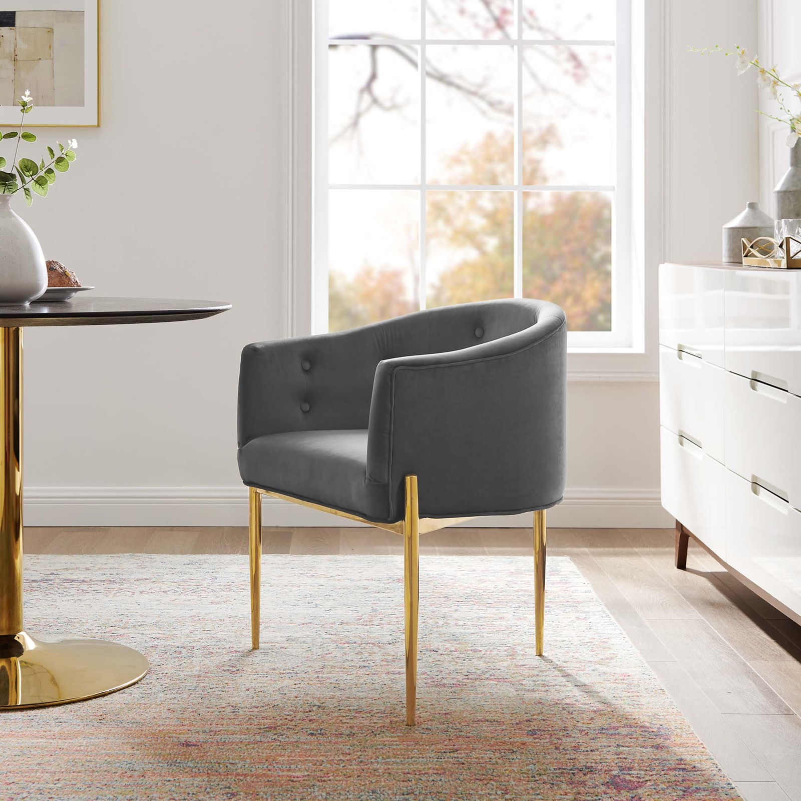 Modway Savour Tufted Performance Velvet Accent Chair in Gray