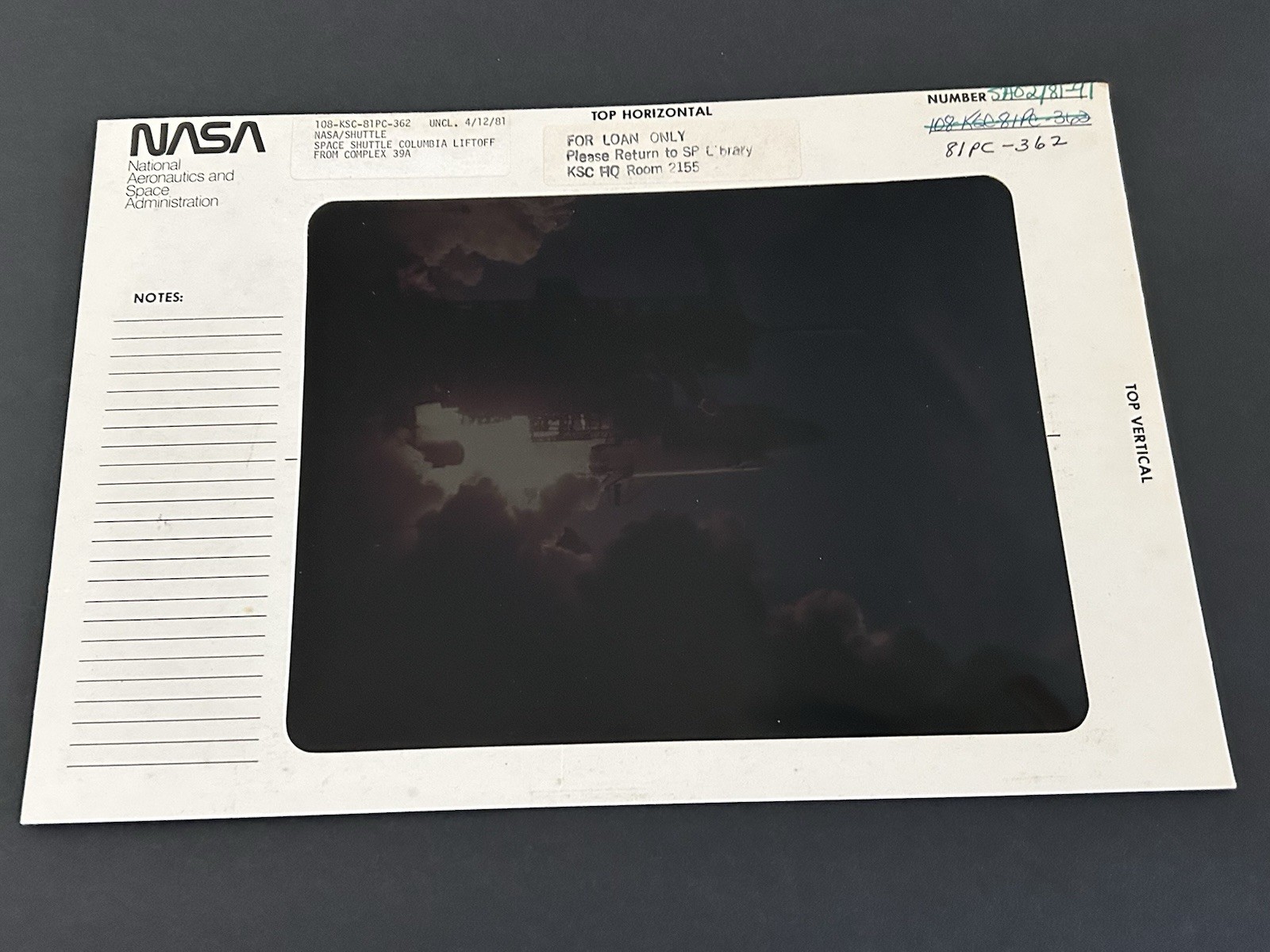 1981 NASA KSC Space Shuttle Columbia STS-1 Liftoff Presentation Transparency-362