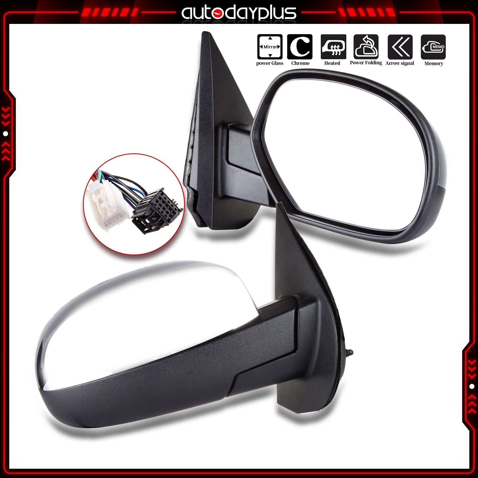 Power Fold Heated Puddle Lamp Signal Memory Chrome RH Mirror For 07-13 Chevy GMC