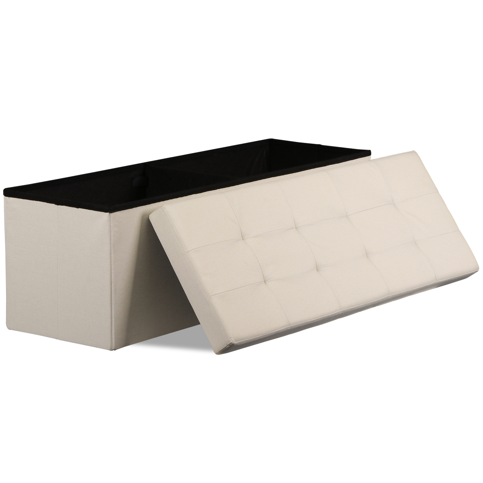 43" High Folable Storage Ottoman Bench Storage Stools Footrest Home Decor Beige