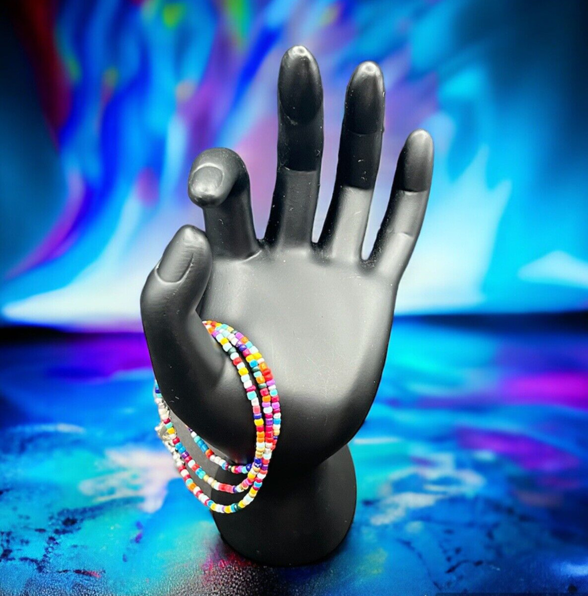 Handmade-20" long candy colored glass beaded wrap bracelet, necklace OR anklet