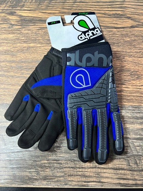 Alpha Gloves AG03-06 Vibe Mechanics Gloves Blue Protect Knuckles Metacarpal
