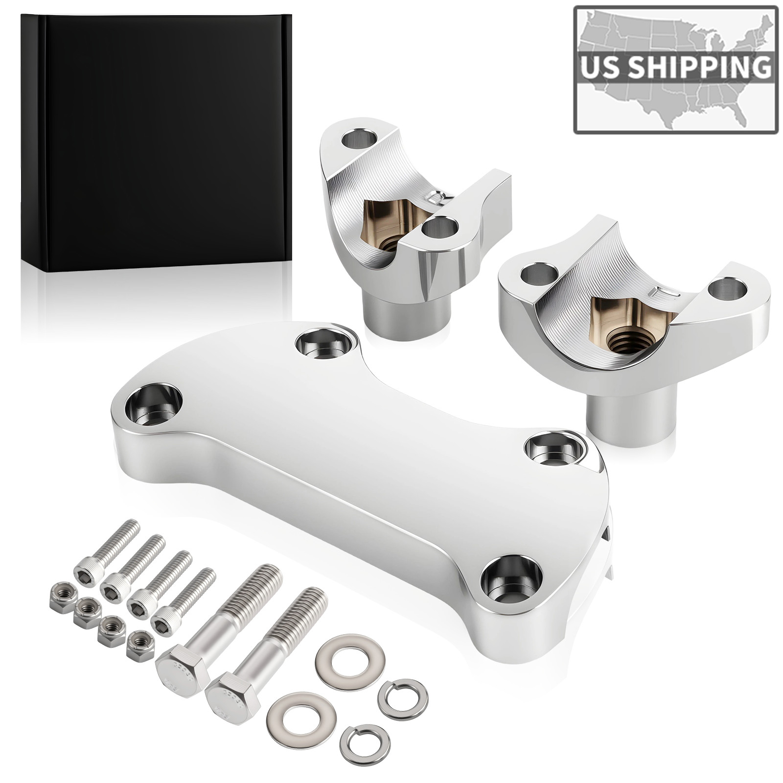 Chrome 2'' Risers 1.25'' Handlebar Clamp For Harley Softail Fat Bob Fat Boy Dyna