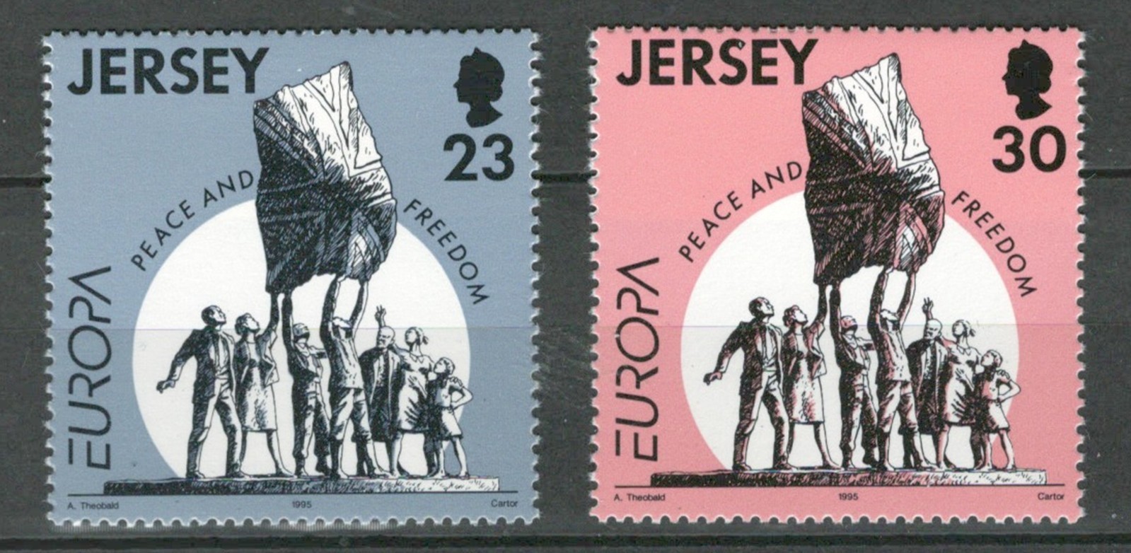 JERSEY BRITISH EUROPA PEACE & LIBERTY COMMEMORATIVE  MNH SET LOT (PEA 527)