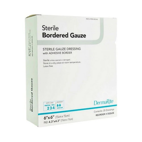 Adhesive Dressing 6 X 6 Inch Gauze Sterile Box Of 25