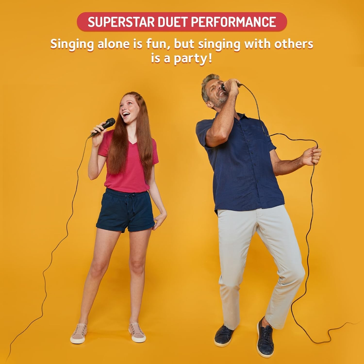Black Wireless Dynamic Microphone with Long Cord for Ultimate Karaoke Fun