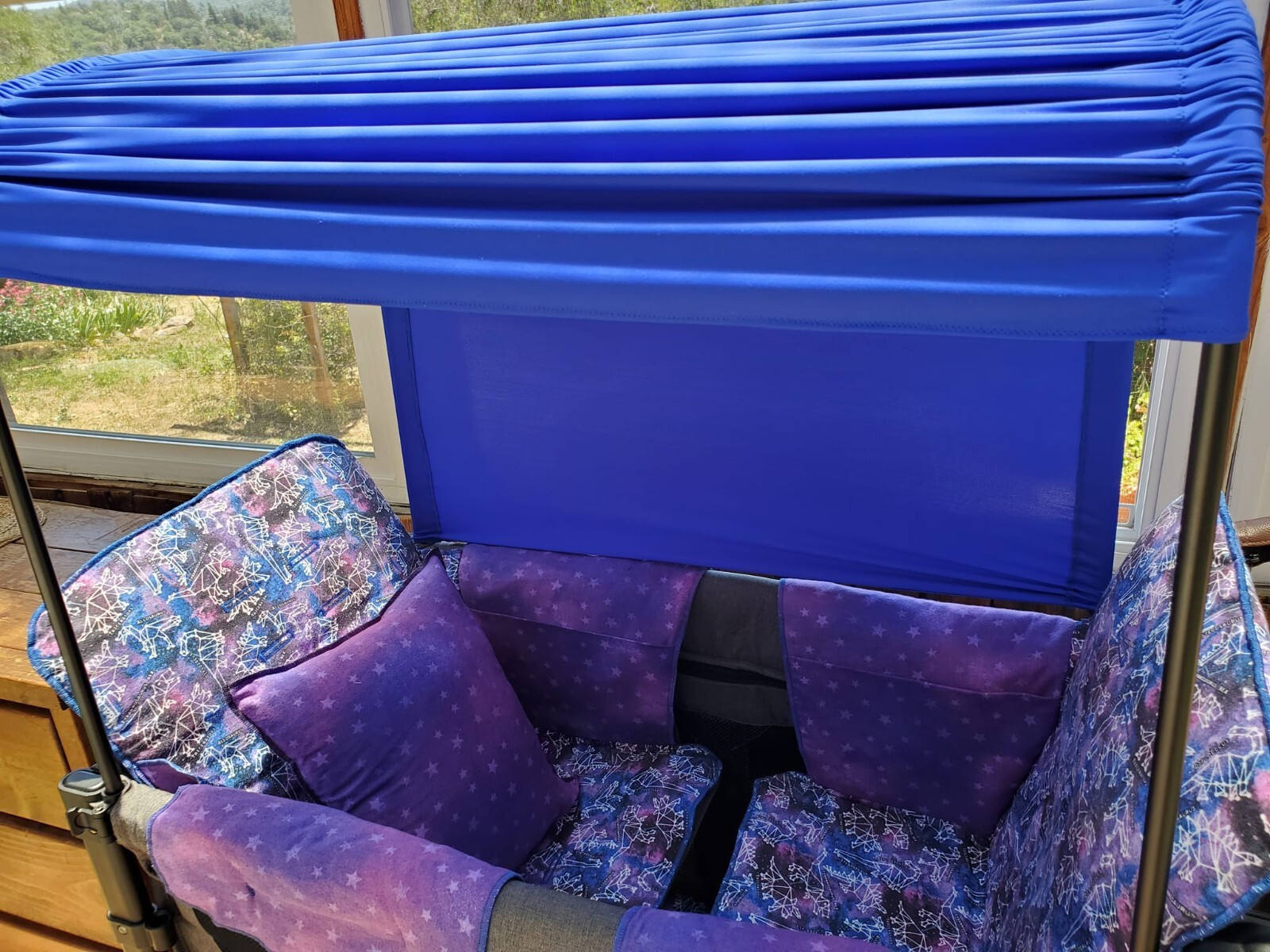 WonderFold W2 Luxe/Elite Set of Seat Covers,Mat Cover and Canopy DINOS IN SPACE