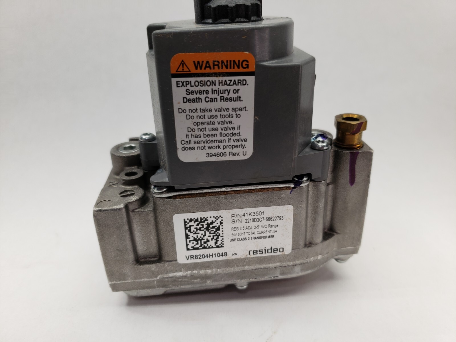Honeywell 41K3501 Gas Valve, 1/2"