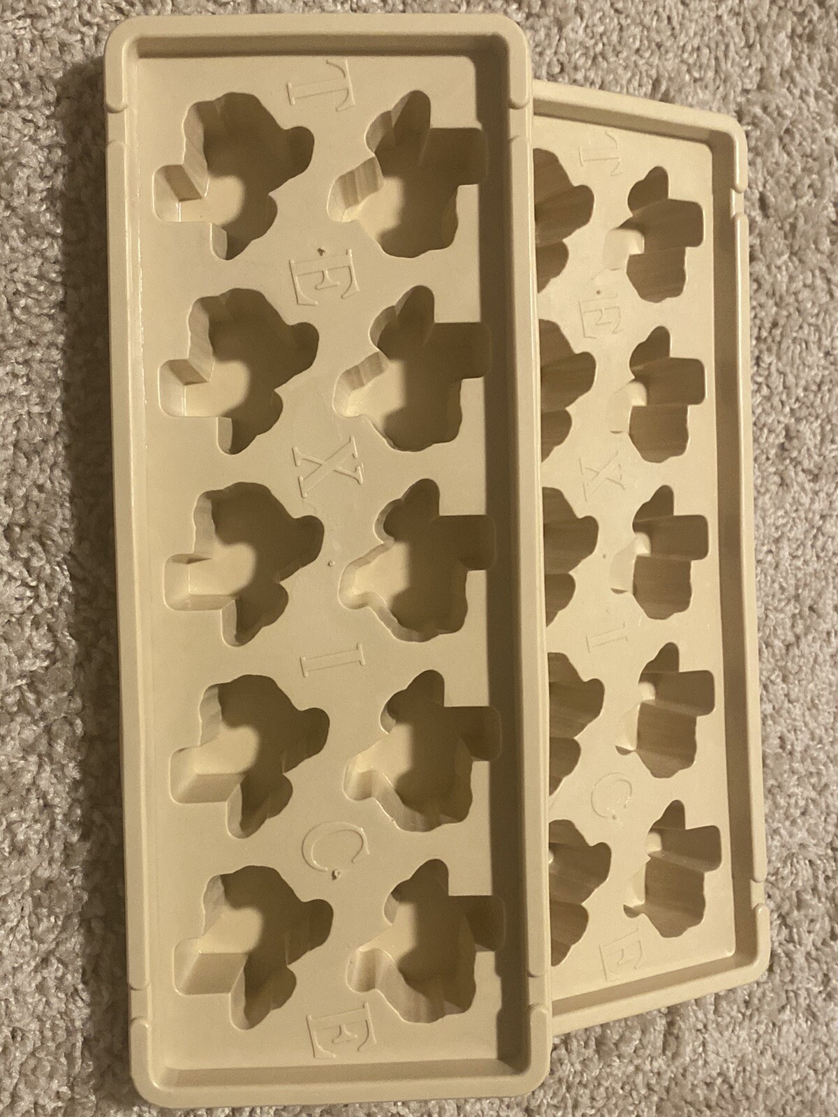 Vintage TEXICE Texas State Shaped Ice Cube Trays 10 Hole SET OF 2 *SEE DESCRIPT*