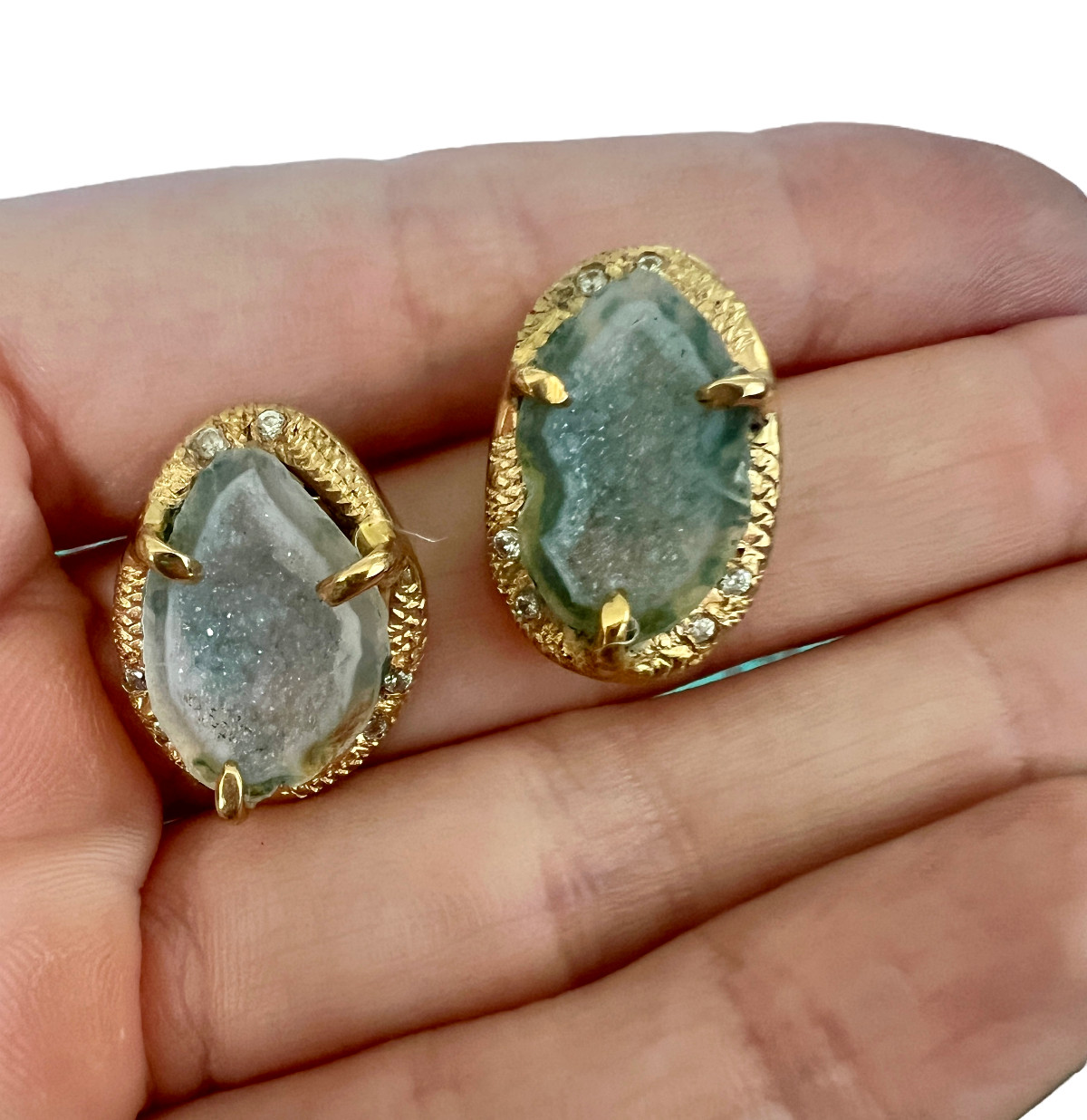 Lyric Geode & Zircon Post Earrings , ⅝" Diameter - Banana Republic Overstock