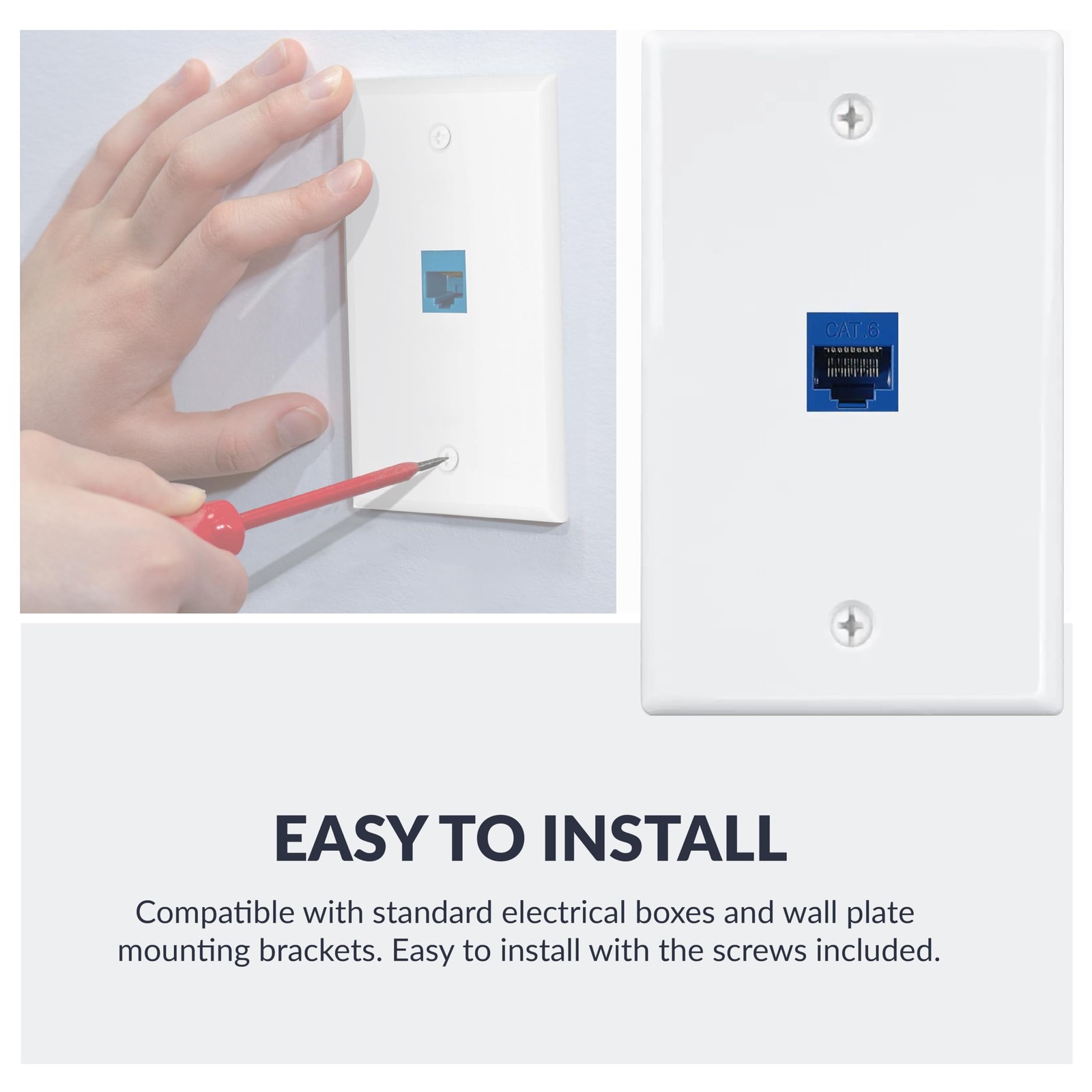 Ethernet Wall Plate, White, 1Pack
