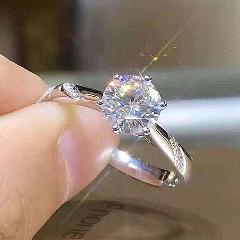 Pretty Jewelry 925 Silver Plated Ring Cubic Zircon Anniversary Ring Sz 6-10