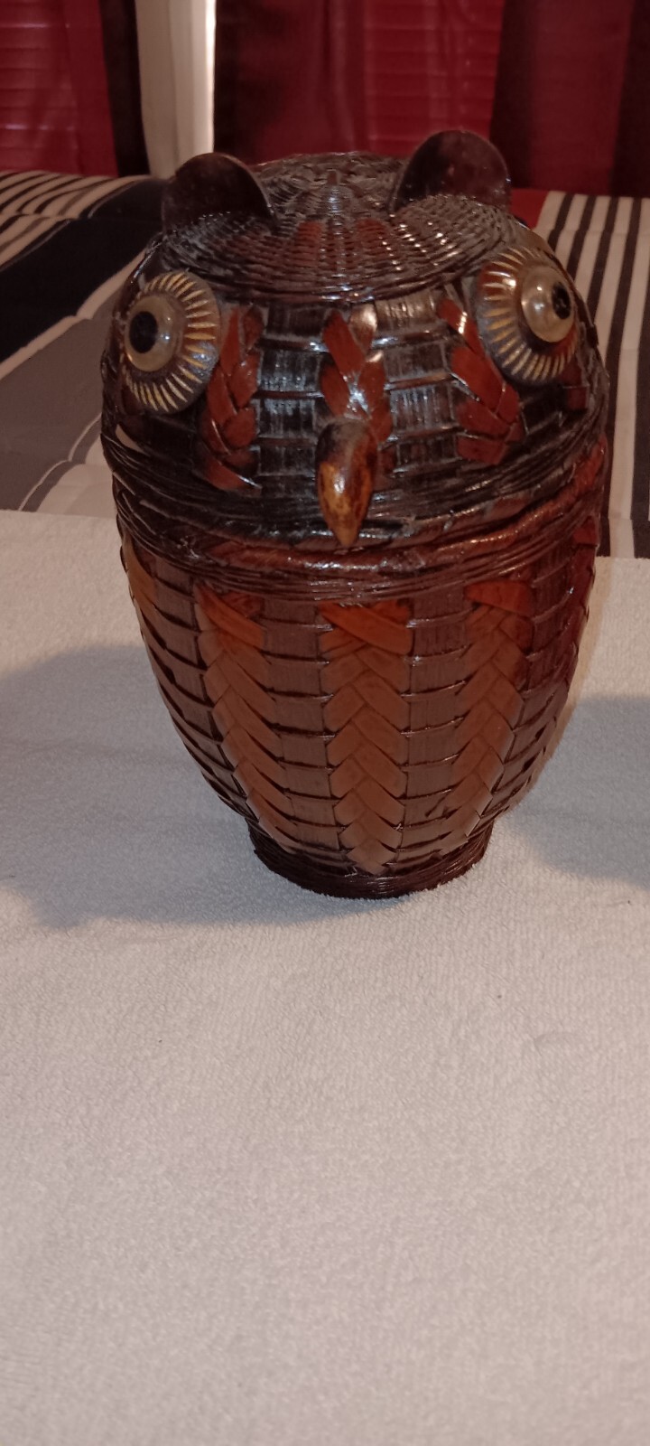 Vintage Owl Nesting Wicker Ratan Baskets LARGE Decor Set