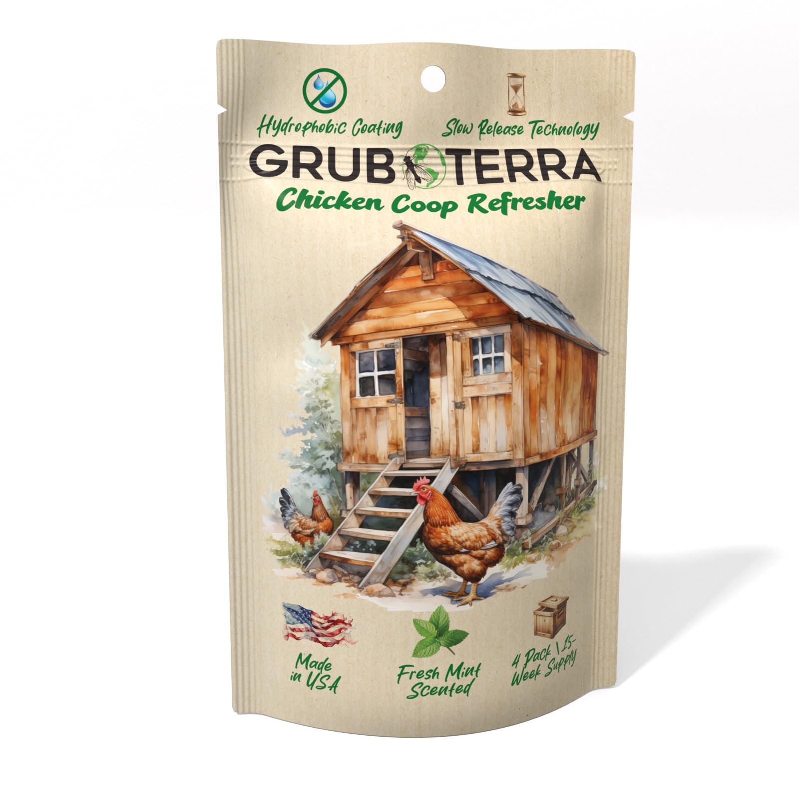 Coop Refresher Odor Freshener for Chicken Pen, Suitable for Chicken Waterer a...