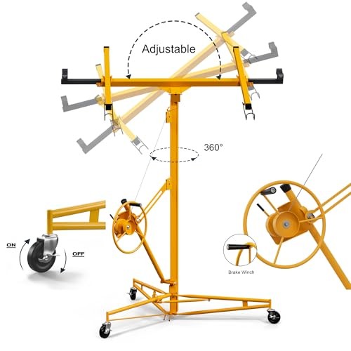 Drywall Hoist 16FT 150 LBS Locking Wheels Yellow
