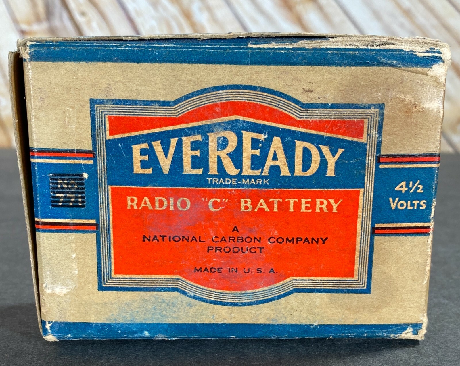 Eveready No. X-771 4.5v Radio C Battery National Carbon Co WWII-Era 1945 Vintage