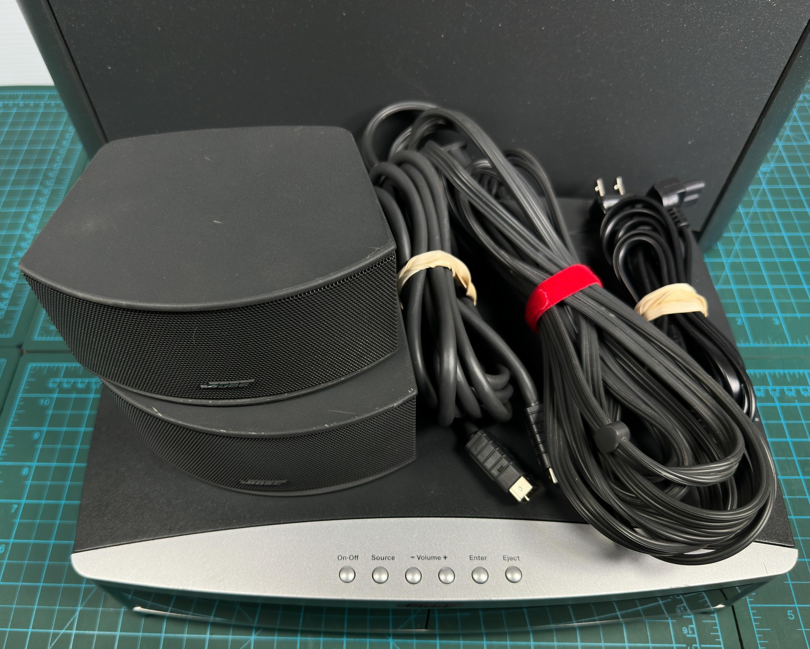 3Home Theater Speaker System 2.1 Channel Subwoofer Cables Remote TESTED WORKING