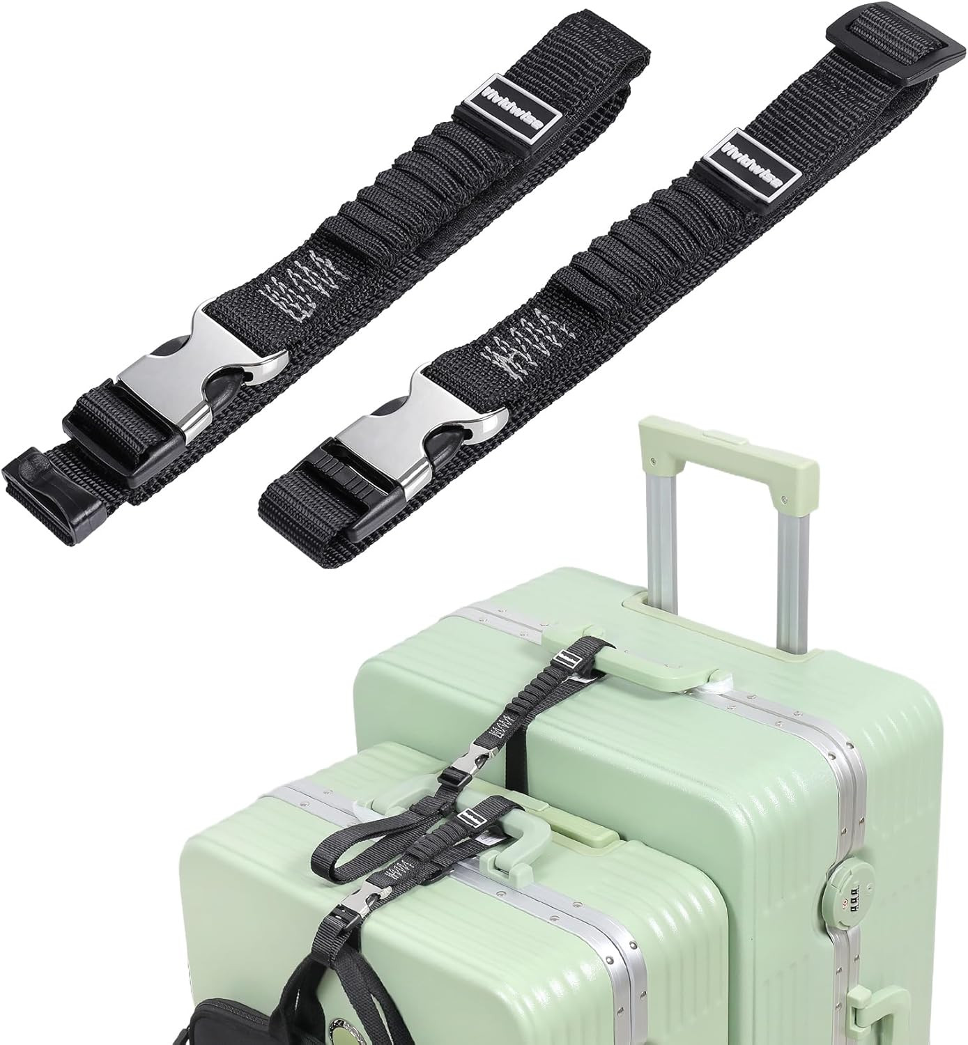 Luggage Straps, Stretchable Luggage Connector Straps for Suitcases, Metal Buckle