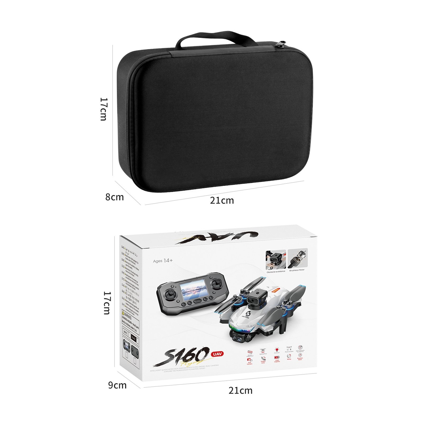 Drone WIFI FPV 4K Dual Camera Obstacle Avoidance Remote Control with Screen S160