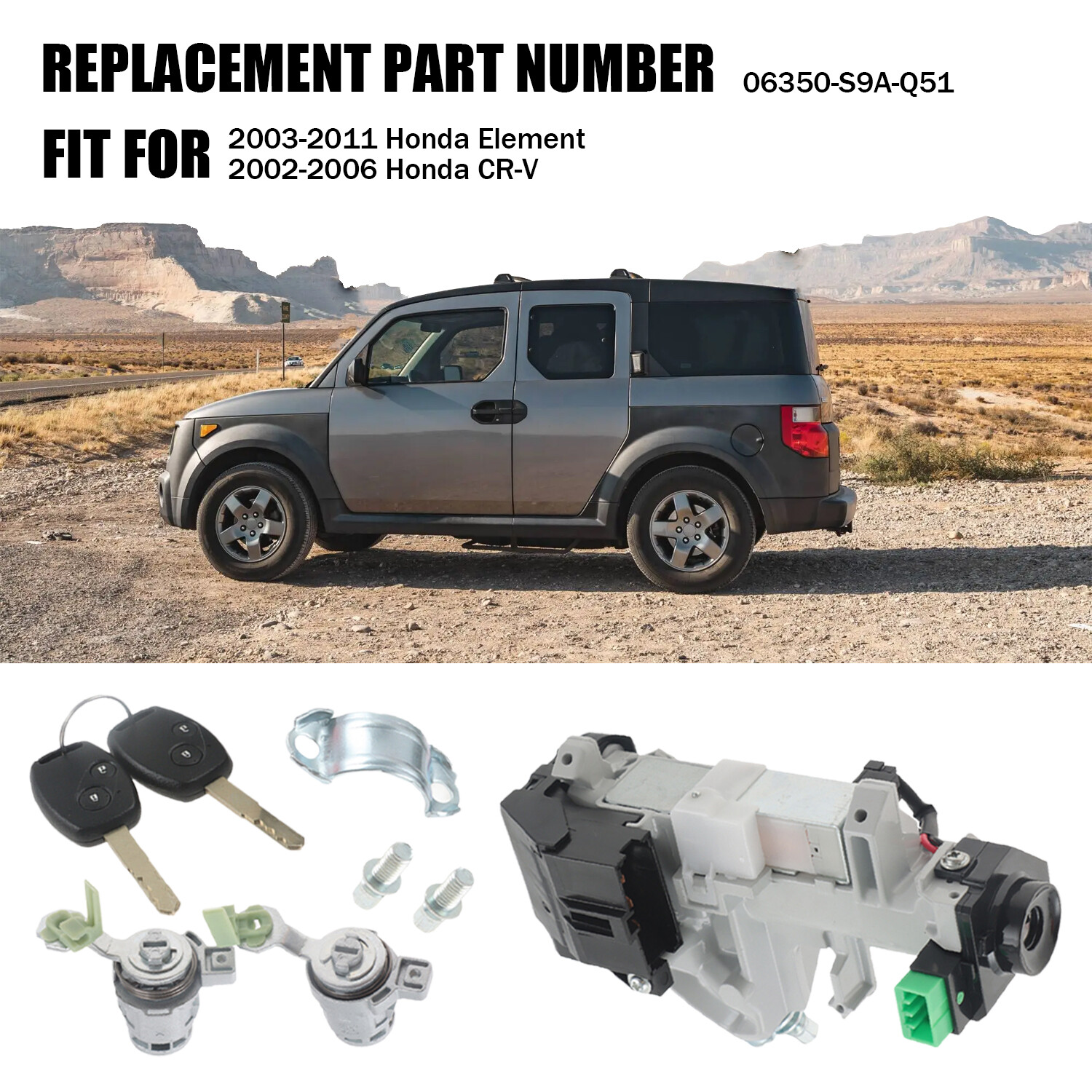 Ignition Switch & Door Lock Cylinder System Device for 02-06 Honda CR-V USA