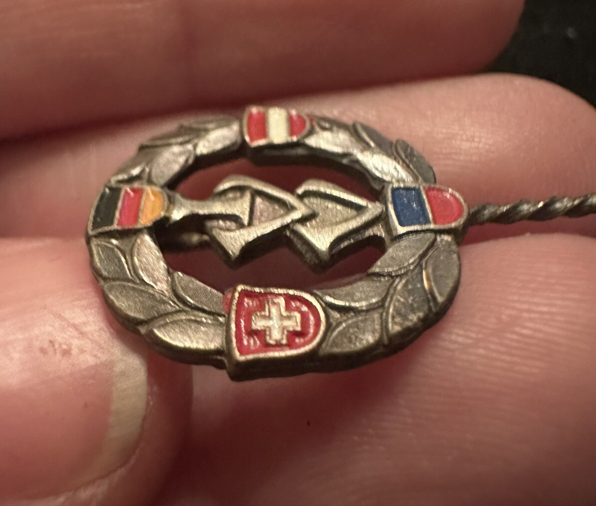 Vintage Germany Austria Switzerland Flags IVV Lapel Hat Stick Pin