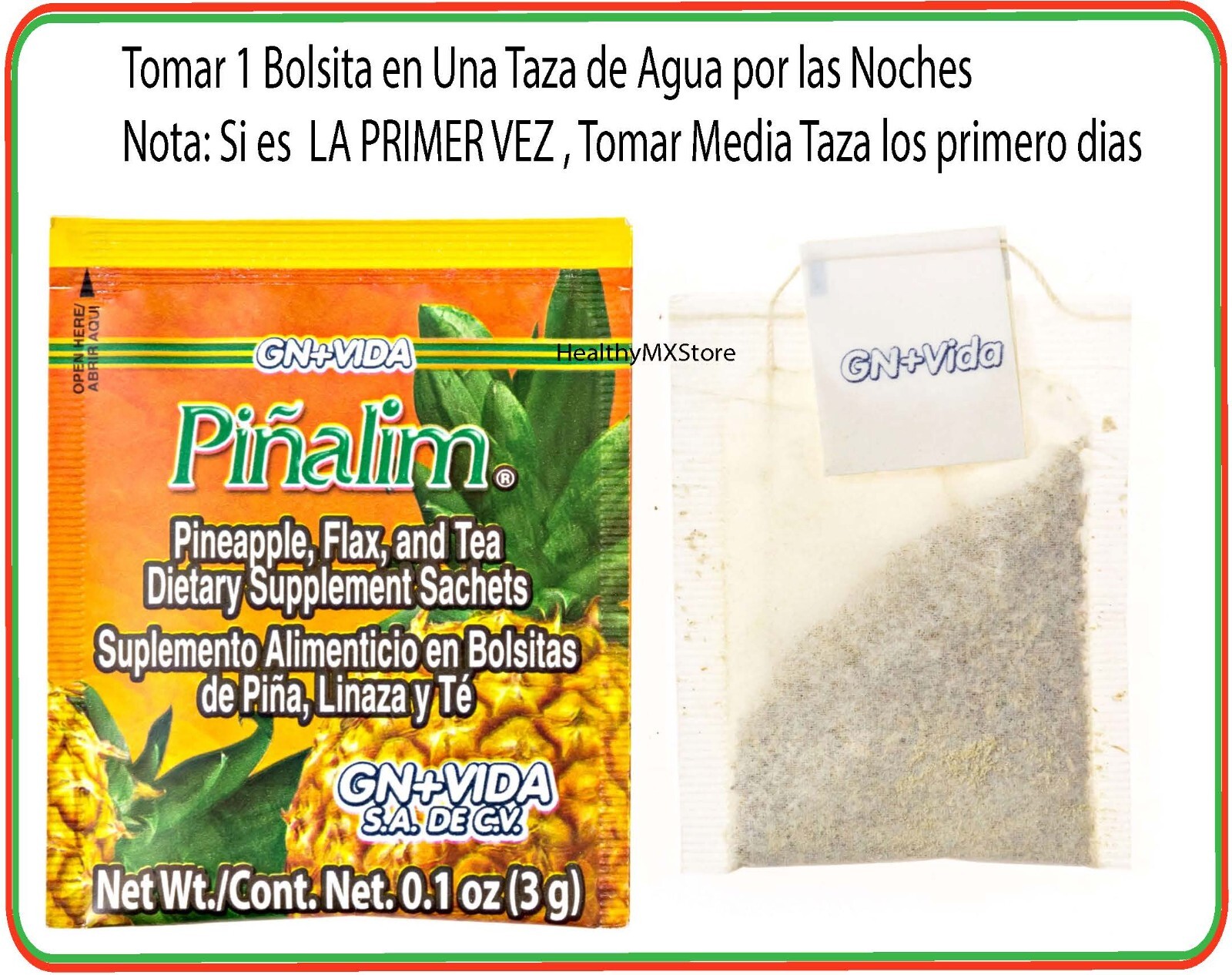 4 Pack Te Pinalim GN+Vida Tea Piñalim Pineapple Exp 2026 Up