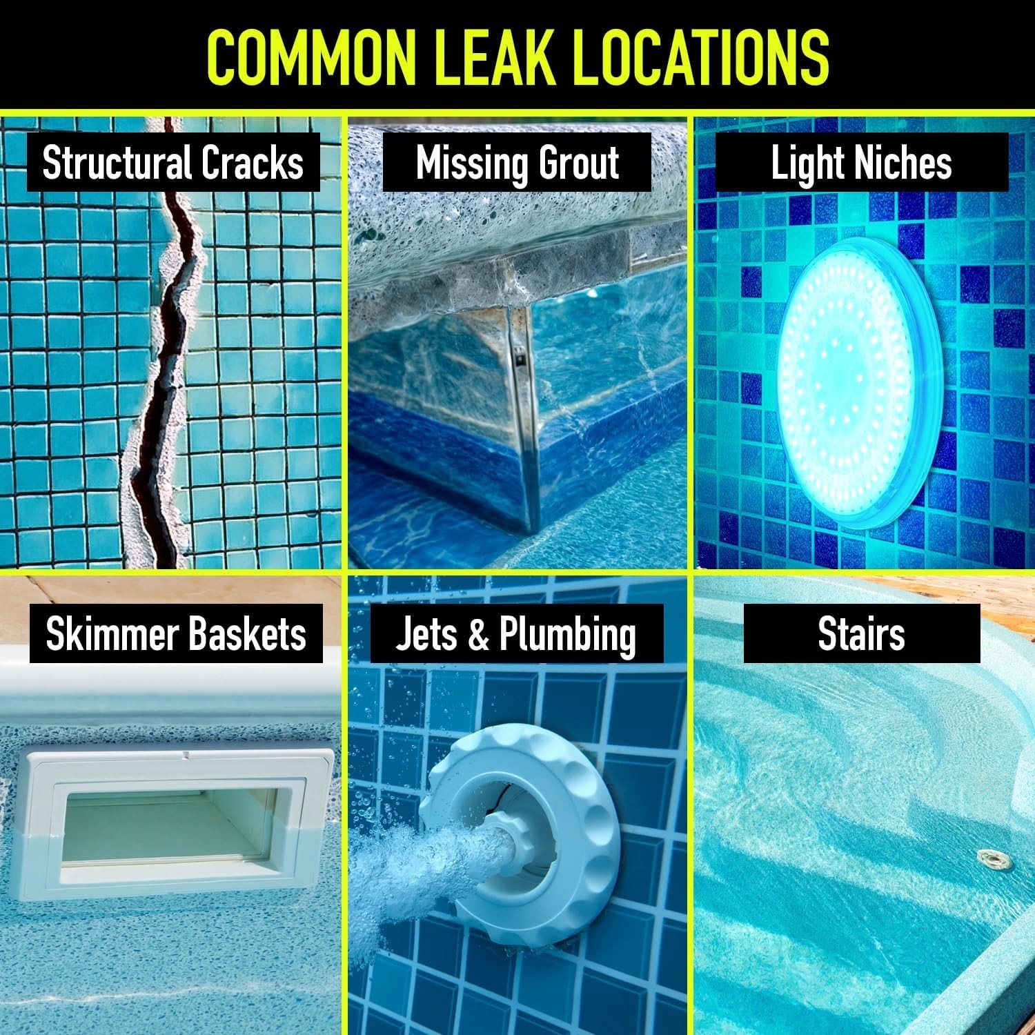 Pool Leak Detection Dye Kit - with 2 Precision Applicators - Made in USA -...