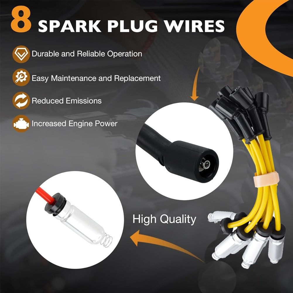 UF413 High Performance Ignition Coil & Spark Plug & Wire For Chevy GMC 5.3L 6.2L