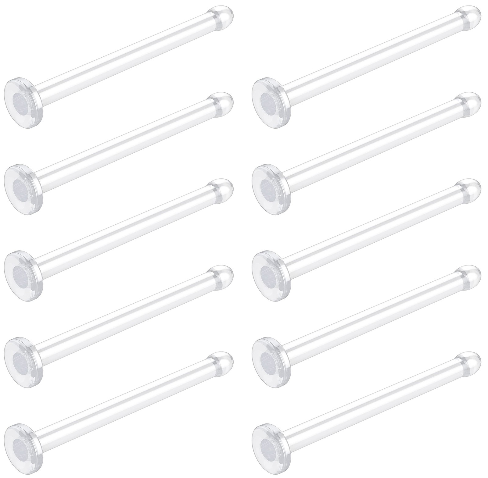 Clear Nose Rings Studs for Women, Men 10pcs - Plastic Retainer Flat Clear Nos...