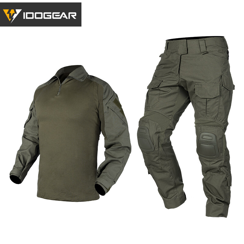 IDOGEAR Tactical Uniform BDU G3 Combat Shirt & Pants Knee Pads Airsoft Paintball