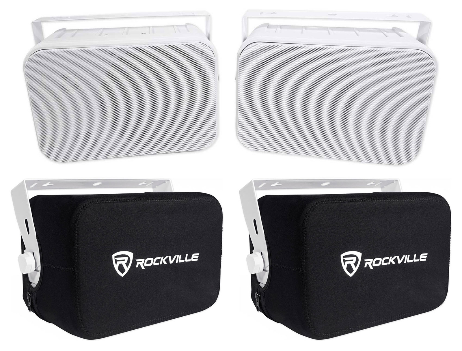 (2) Rockville HP65S-8 Outdoor Speakers+Waterproof Covers For Restaurant/Bar/Cafe