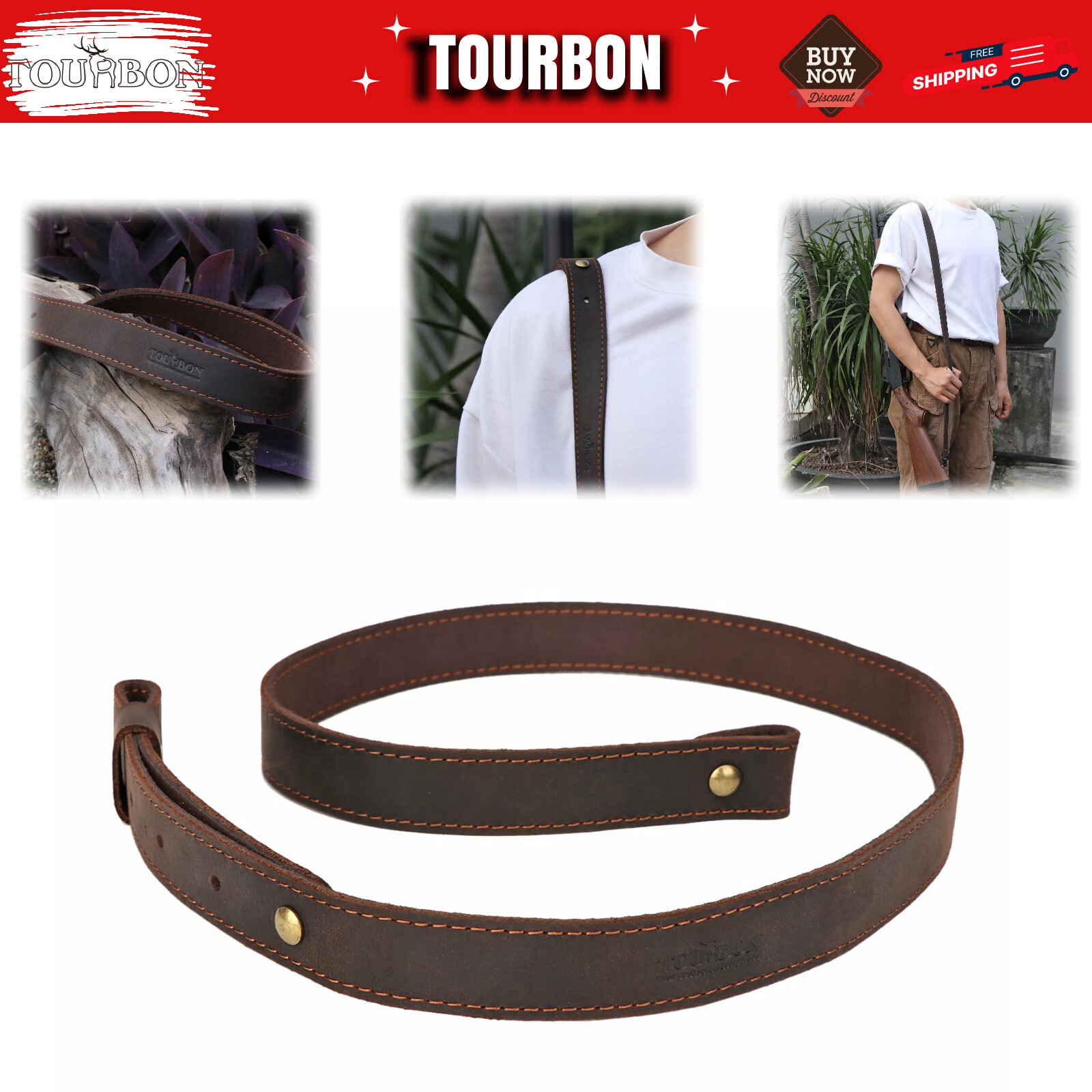 Buffalo Leather Rifle Gun Sling_Adjustable Shotgun Strap_1" Wide 2 Point-USASHIP