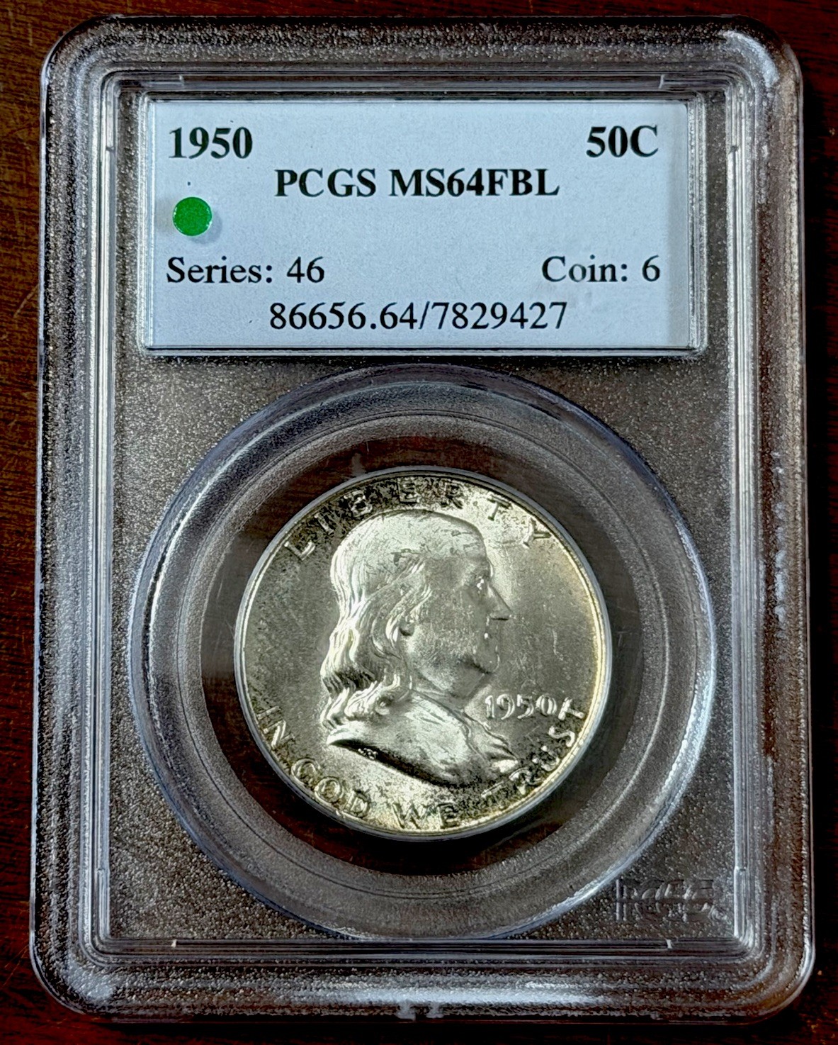 1950-D Franklin Half Dollar - PCGS MS64 FBL - Nice Strike and Luster! Toning
