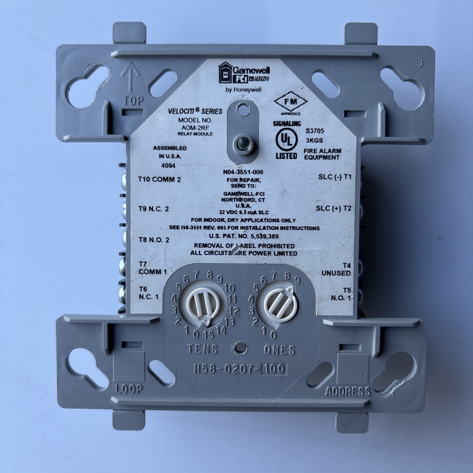 AOM-2RF Gamewell-FCI Fire Alarm Addressable Relay Module - Used, Tested