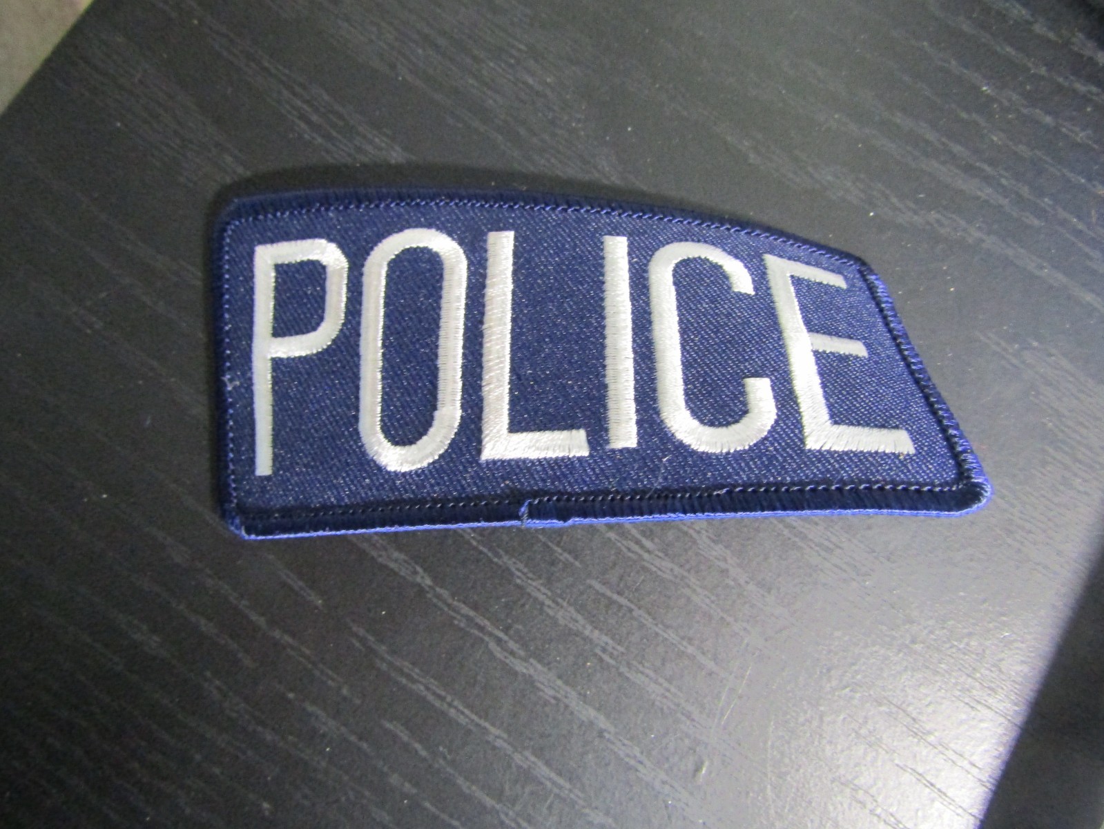 4" X 2" POLICE Patch Dark Blue Background and Trim w White Lettering