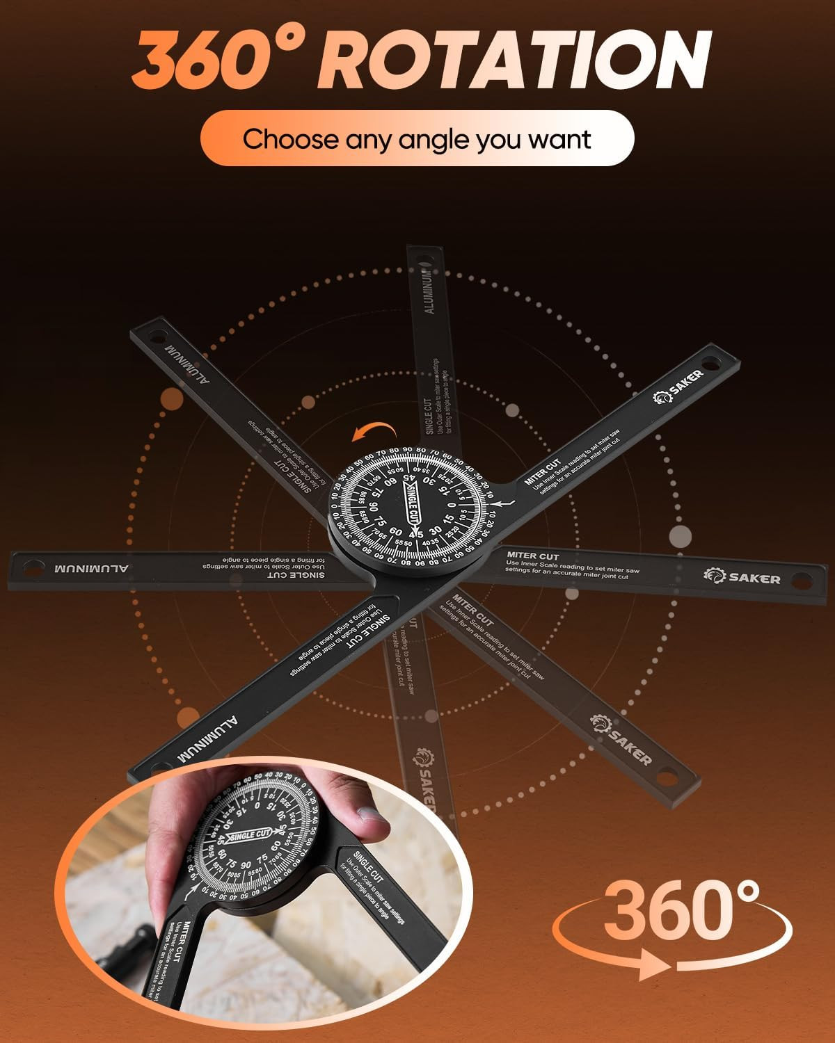 Miter Saw Protractor|7-Inch Aluminum Protractor Angle Finder Featuring Precision