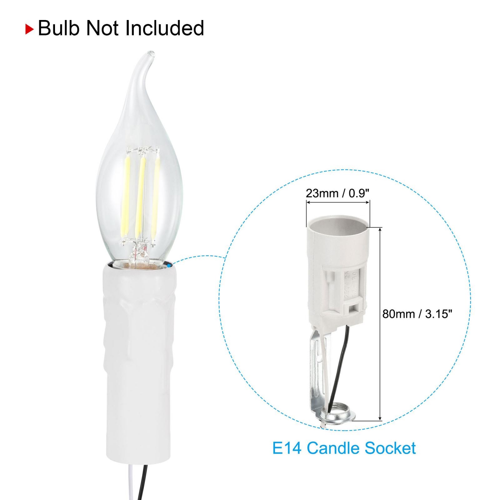 E14 Candelabra Base Bulb Socket 3 Inch White Candle Covers Kit 6 Sets